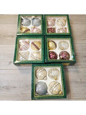 Vtg Mix 20 Christmas Krebs Pink Purple White Gold Glass Ornaments West Germany
